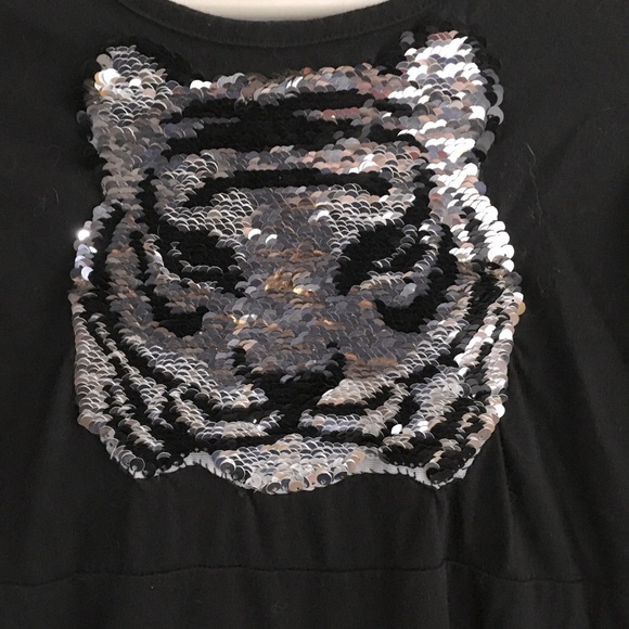 2 Girls Dresses with Flippy Sequins Tiger Cat Long Sleeve Wonder Nation 10-12 - Picture 4 of 13